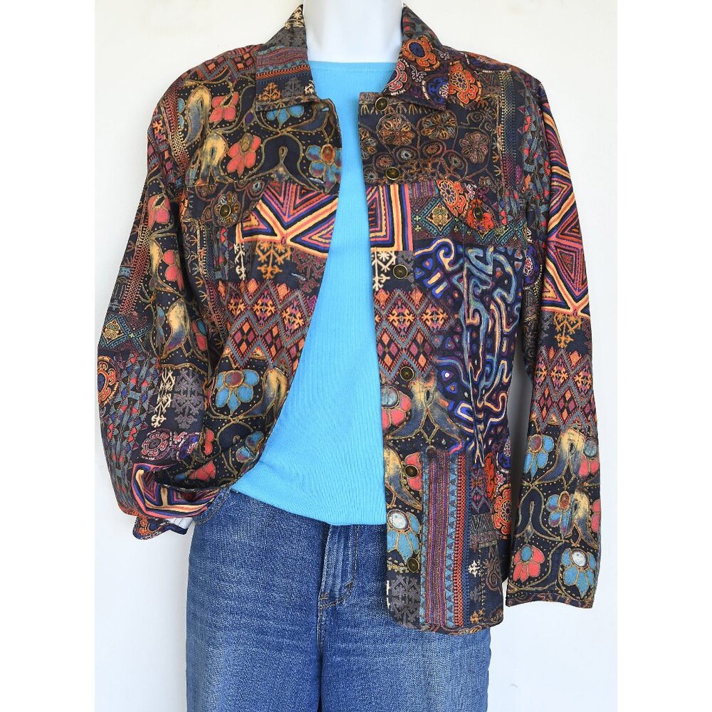 Chico's Lightweight Colorful Jacket Size 1